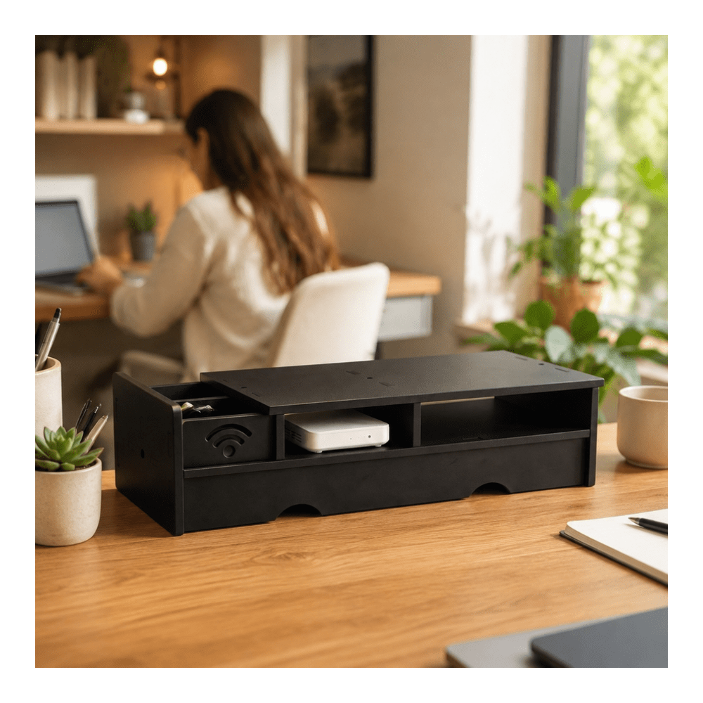블랙 무광 WiFi 라우터 수납함, 컴팩트한 데스크 정 - Office Tech Desk 리뷰 및 가격